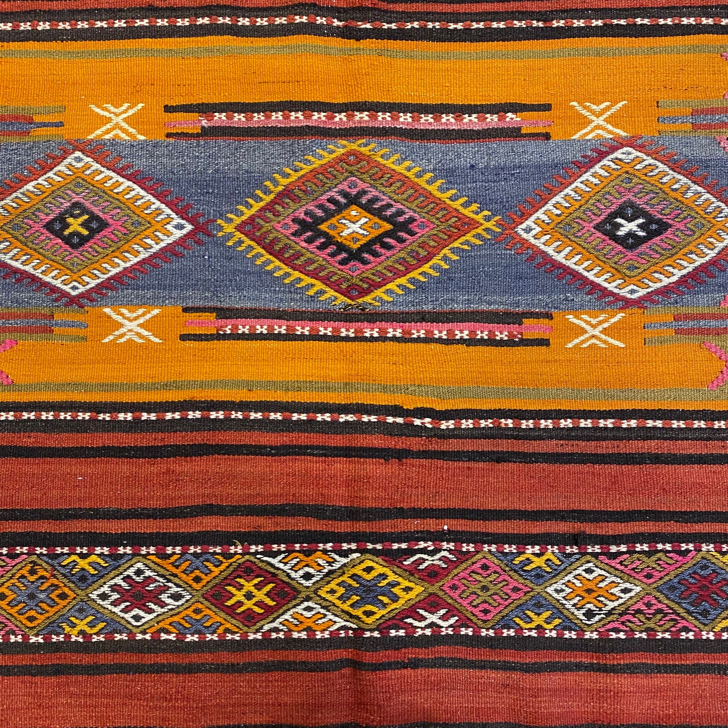 Vintage Turkish Sivas Lambali Kelim Rug