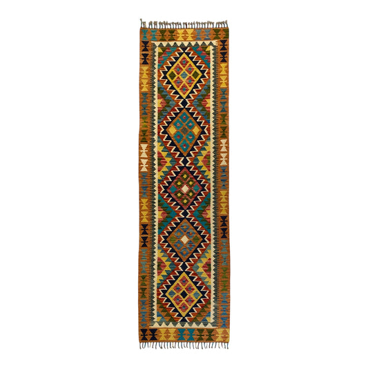 2' Ft Wide Geometric Tribal Kilim Runner Rug - Kilim Art Gallery