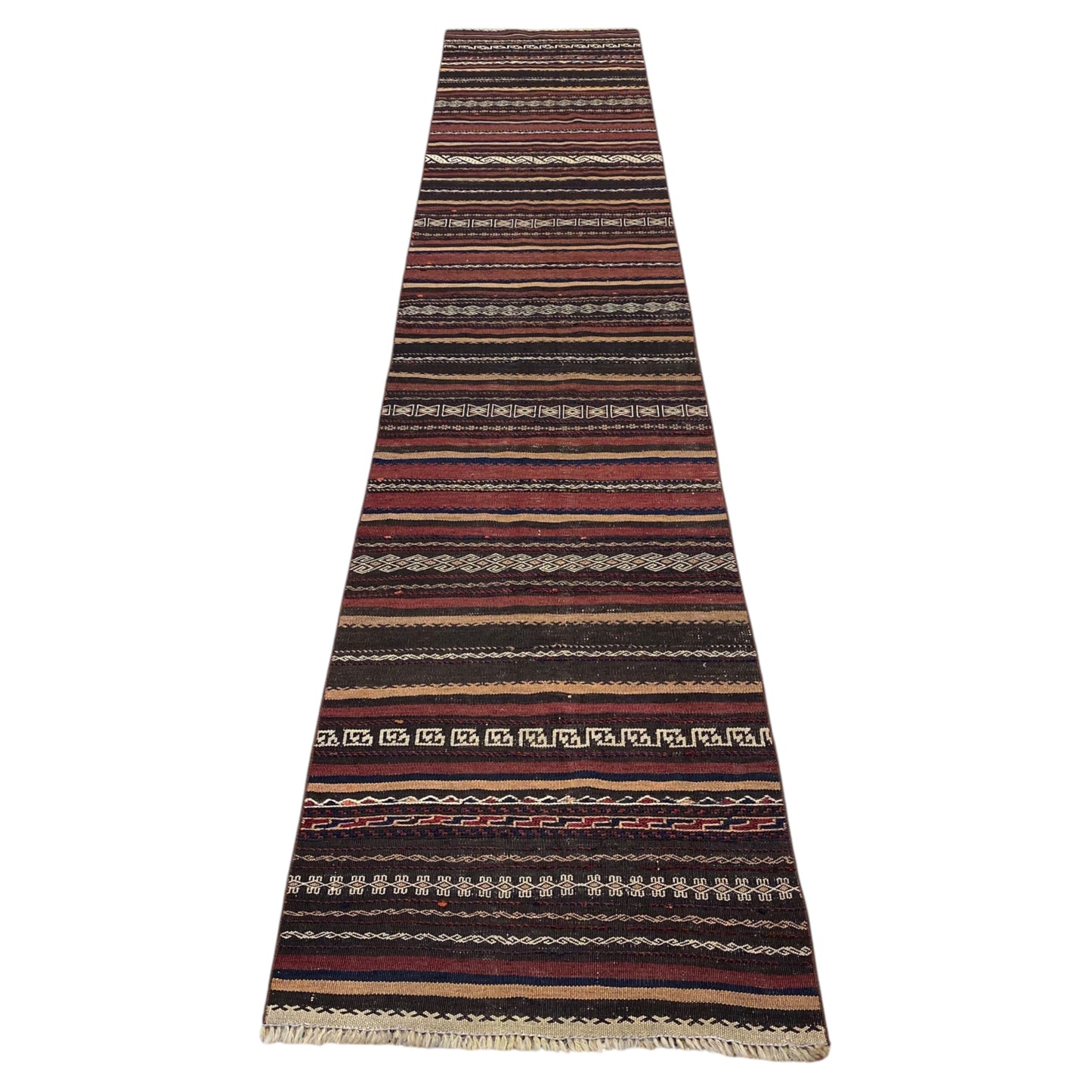 2' x 10' Vintage Striped Design Hallway Kitchen Decor Tribal Kilim Runner Rug - Kilim Art Gallery