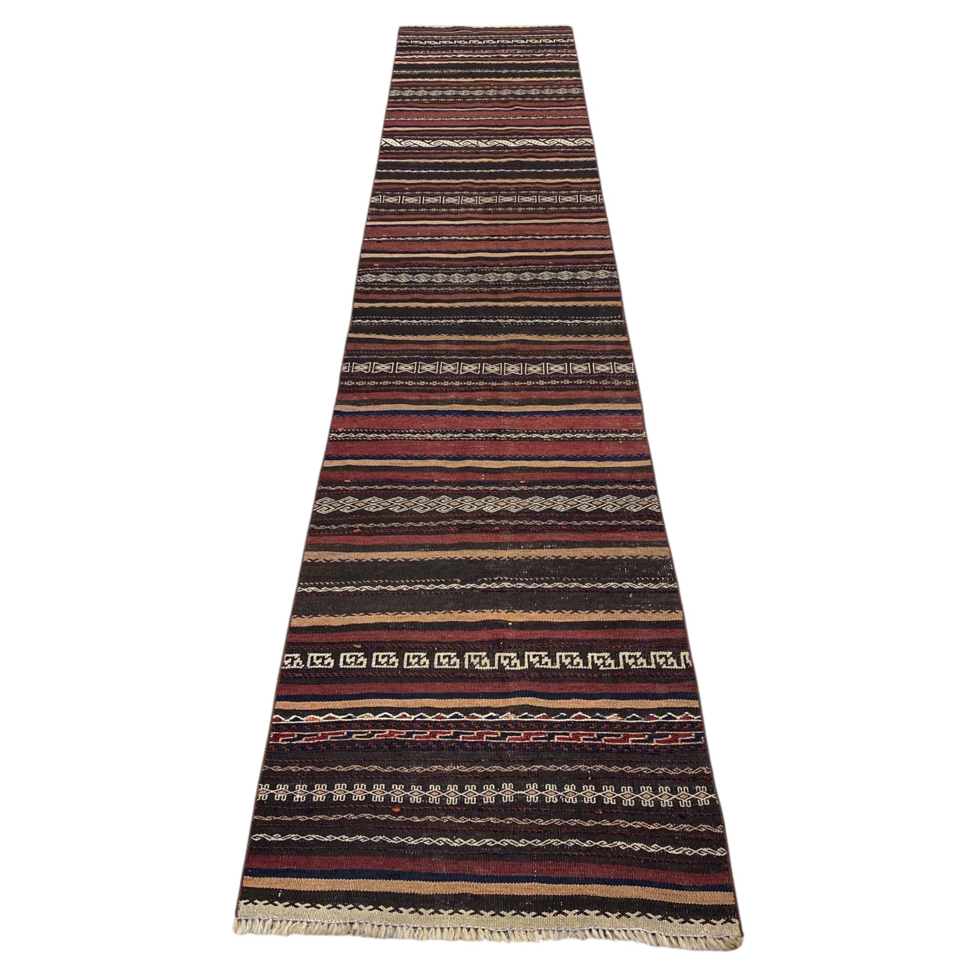 2' x 10' Vintage Striped Design Hallway Kitchen Decor Tribal Kilim Runner Rug - Kilim Art Gallery