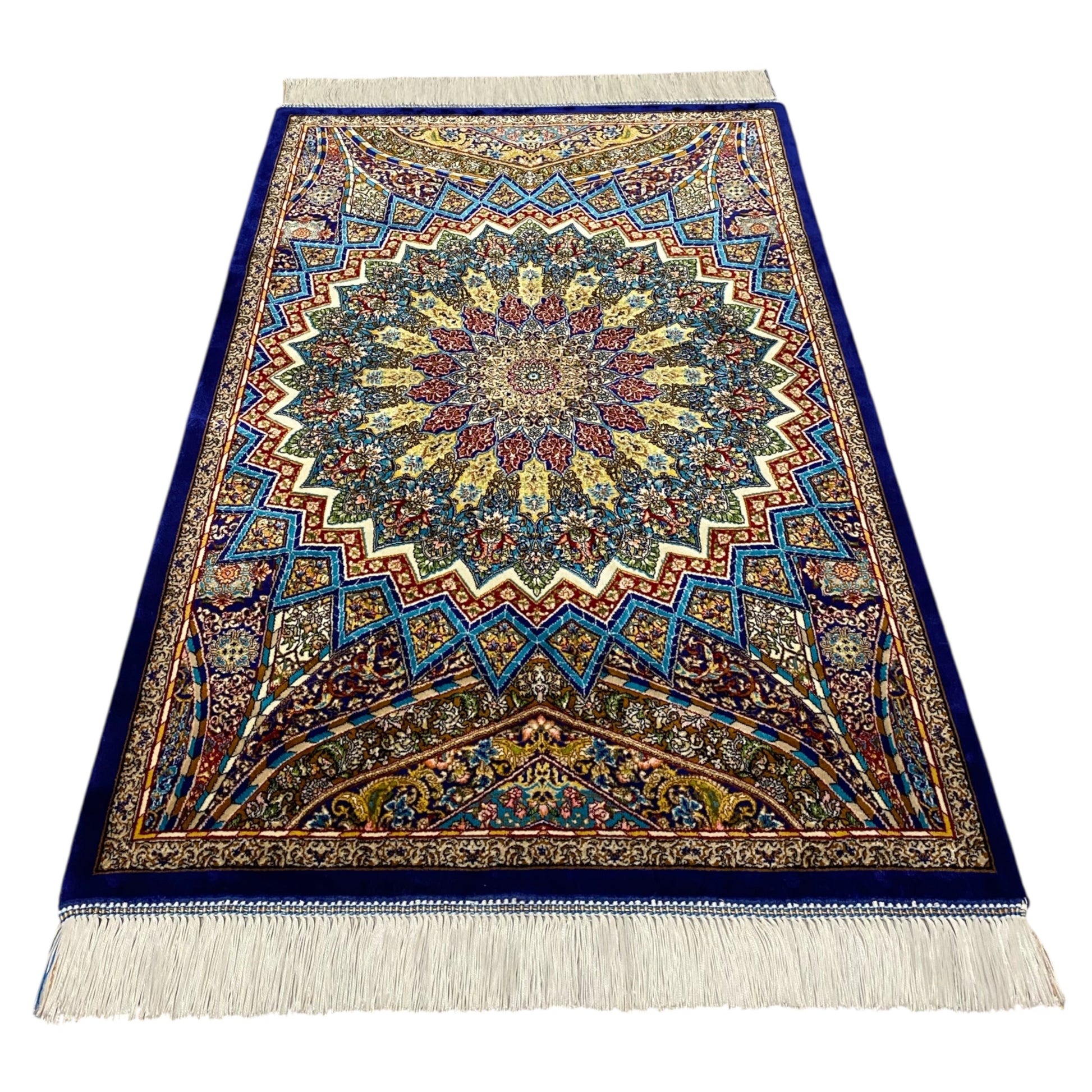2' x 3' Blue Silk Rug - Kilim Art Gallery