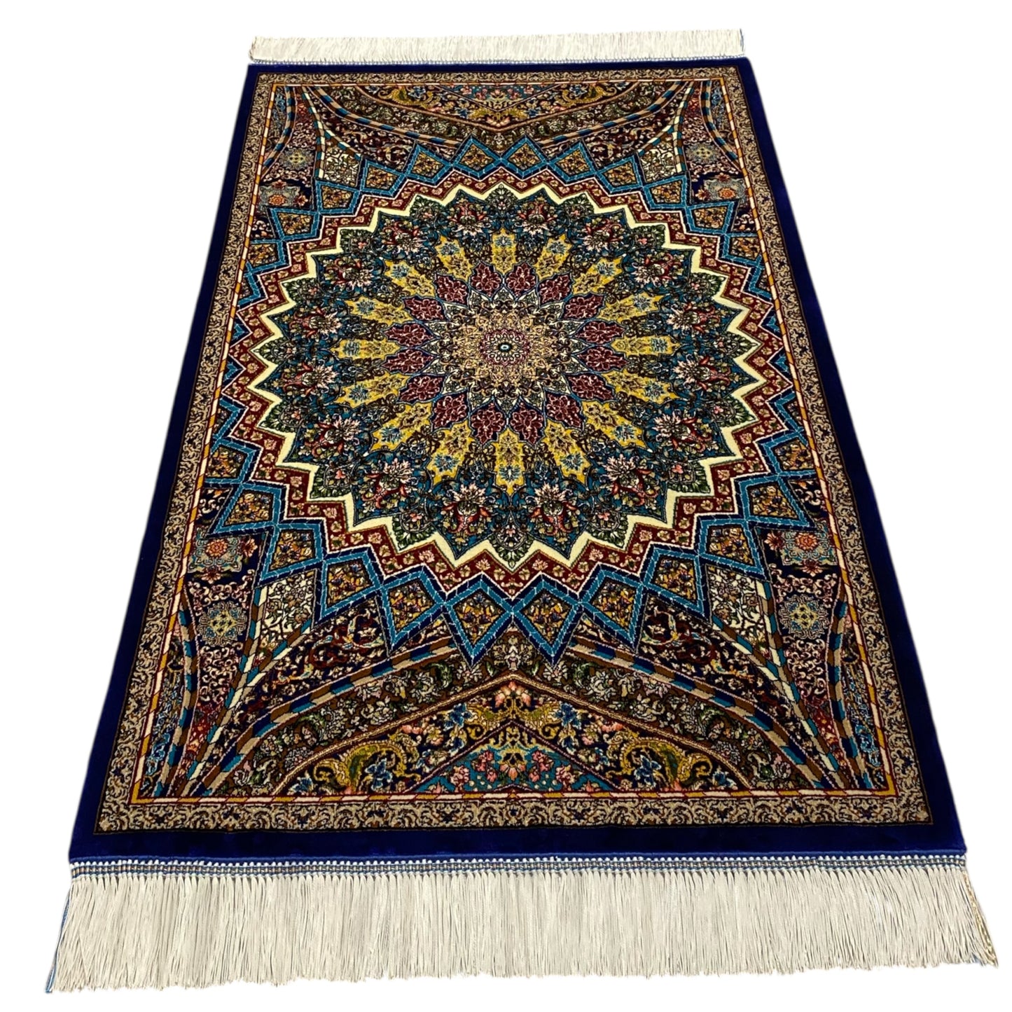 2' x 3' Blue Silk Rug - Kilim Art Gallery