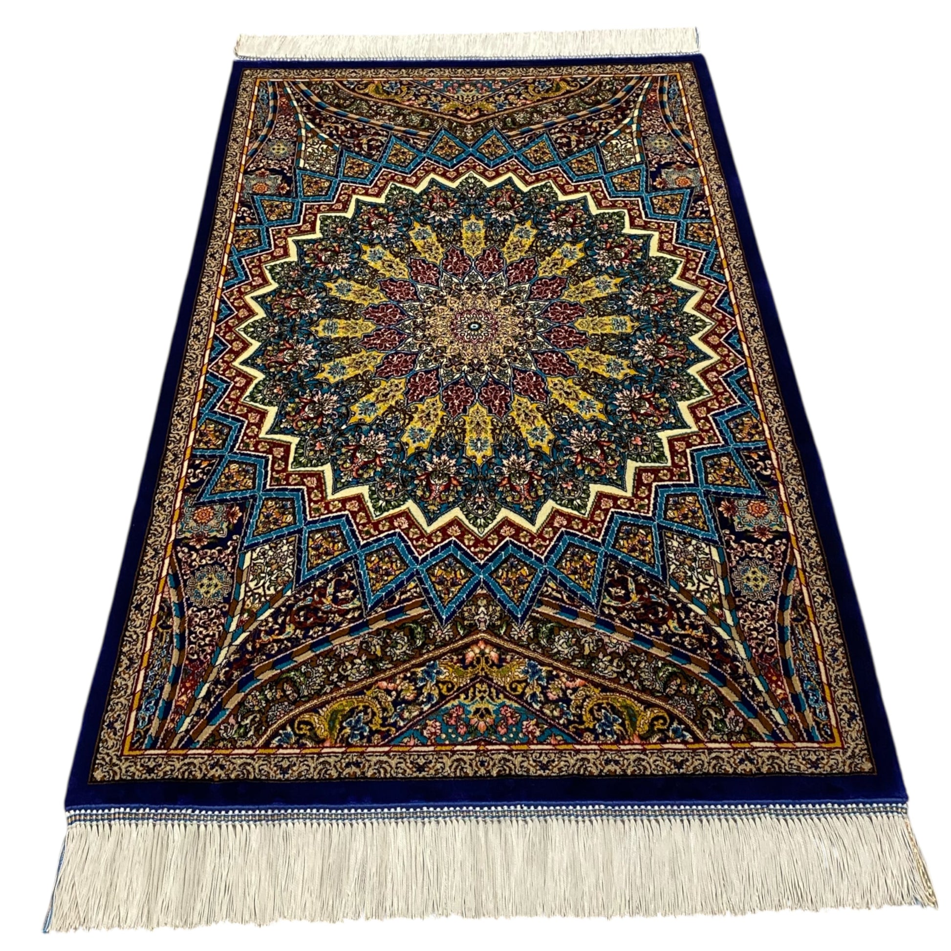 2' x 3' Blue Silk Rug - Kilim Art Gallery