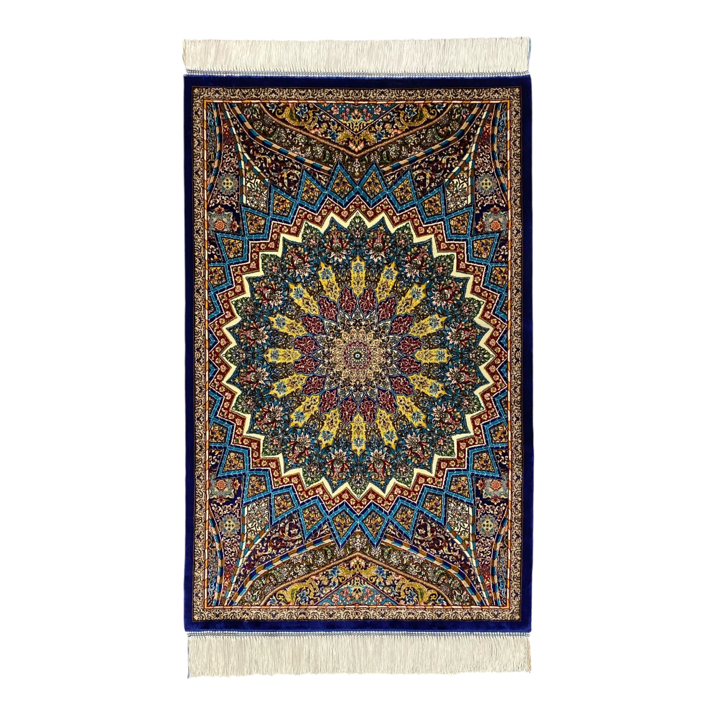 2' x 3' Blue Silk Rug - Kilim Art Gallery