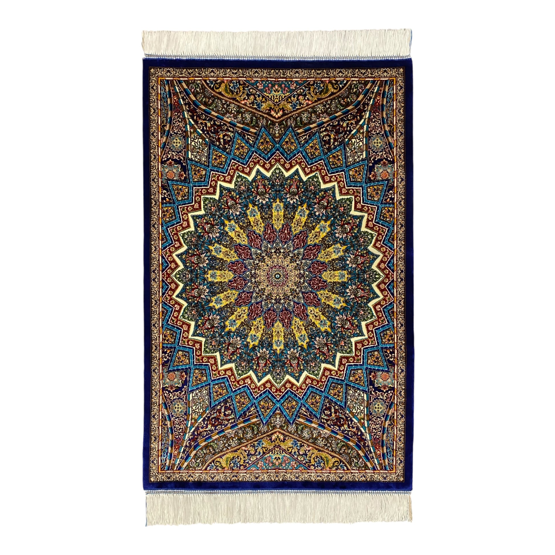 2' x 3' Blue Silk Rug - Kilim Art Gallery