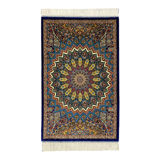 2' x 3' Blue Silk Rug - Kilim Art Gallery