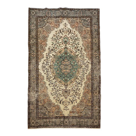 DECORATIVE VINTAGE  DISTRESSED TURKISH OUSHAK AREA RUG