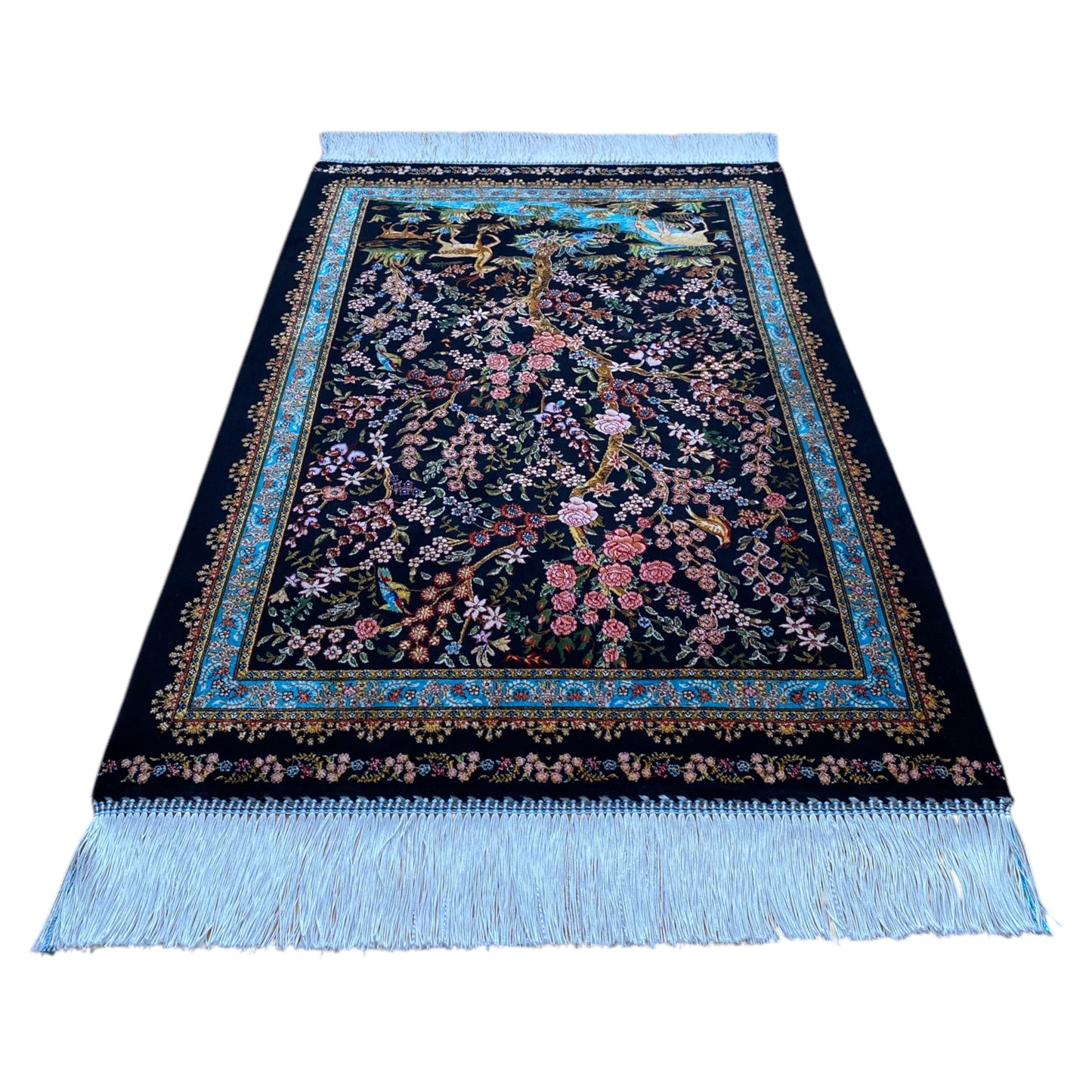 2'x3' Pictorial Tree of Life Modal Silk Rug - Kilim Art Gallery