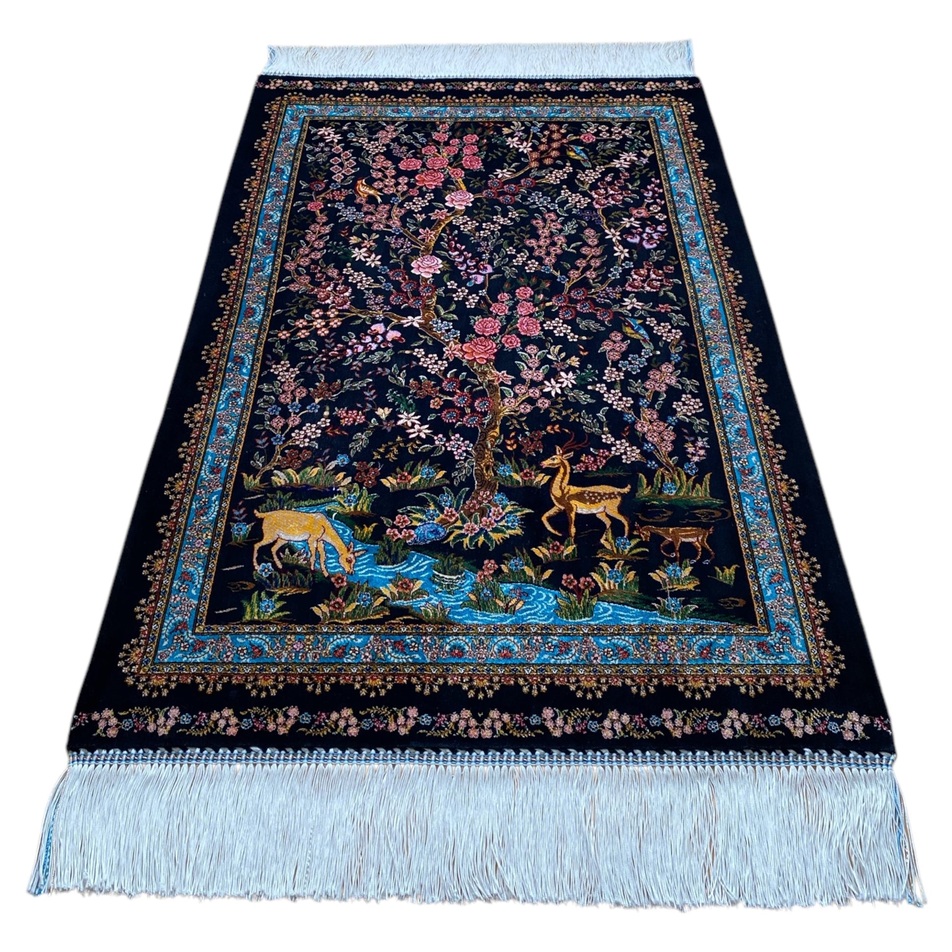 2'x3' Pictorial Tree of Life Modal Silk Rug - Kilim Art Gallery