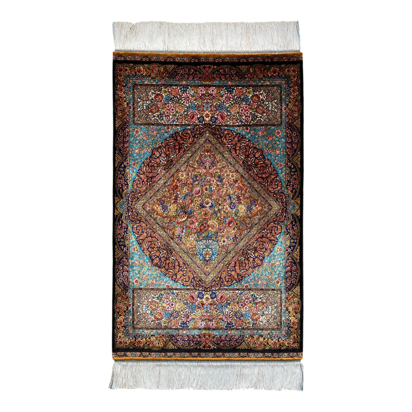 2'x3' Qum Modal Silk Rug - Kilim Art Gallery