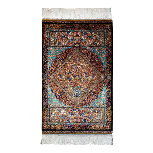 2'x3' Qum Modal Silk Rug - Kilim Art Gallery