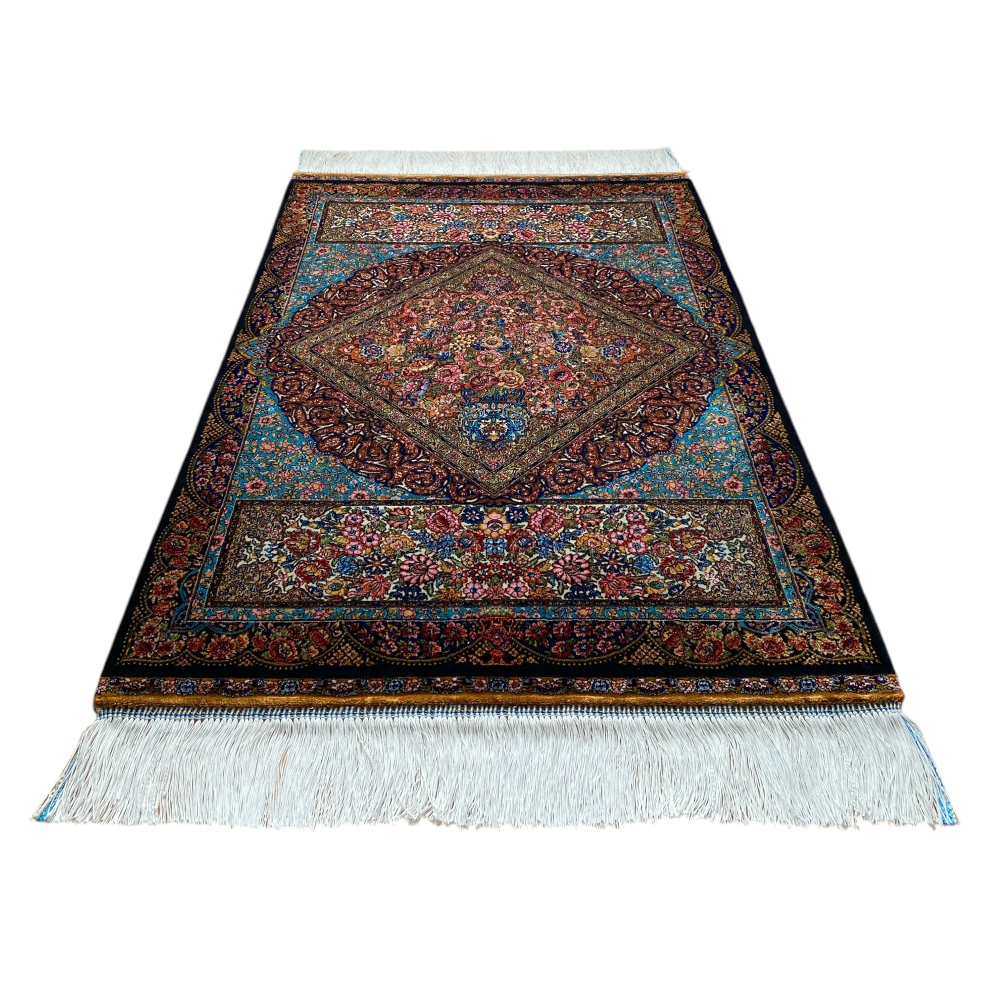 2'x3' Qum Modal Silk Rug - Kilim Art Gallery