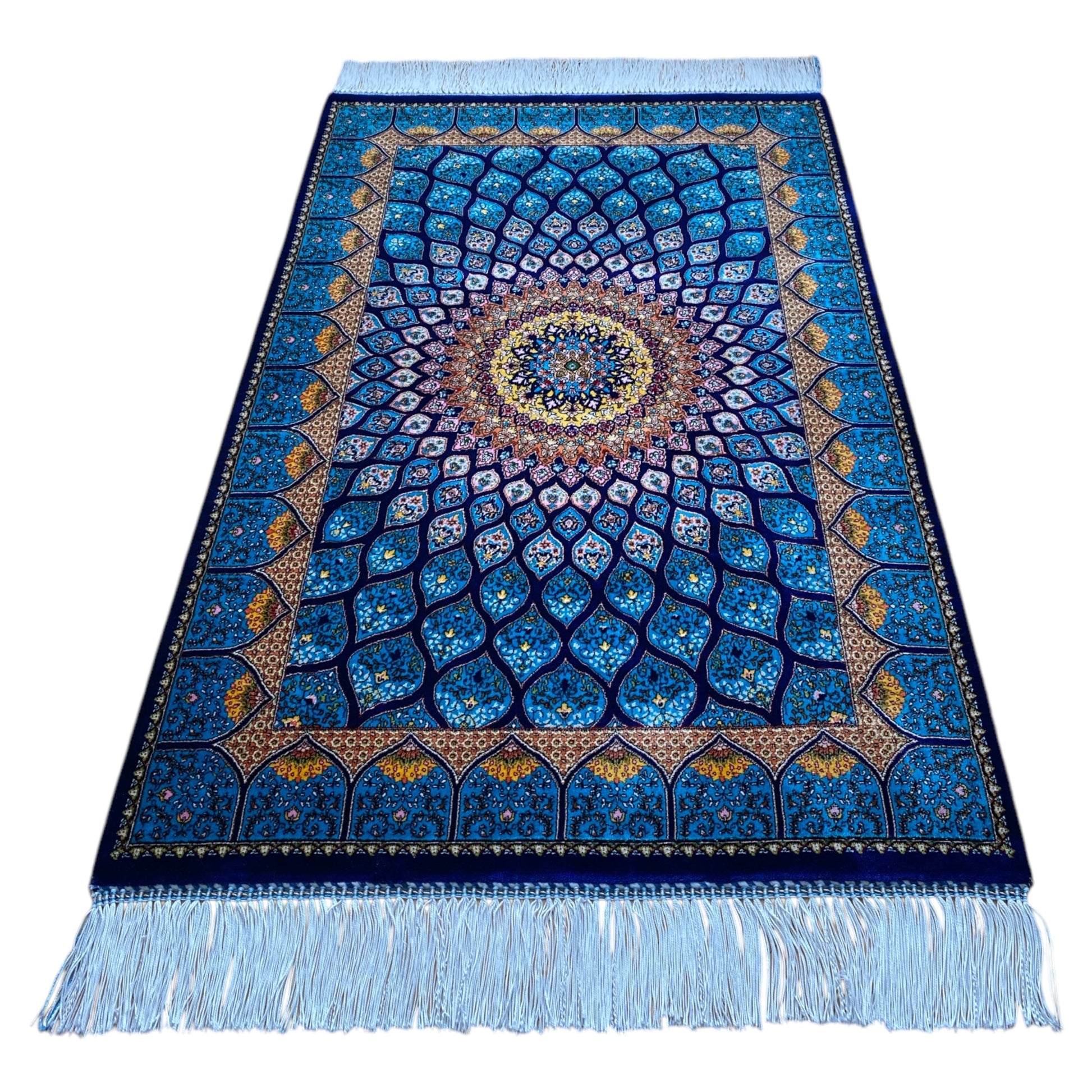 2'x3' Turquoise Blue Modal Silk Rug - Kilim Art Gallery