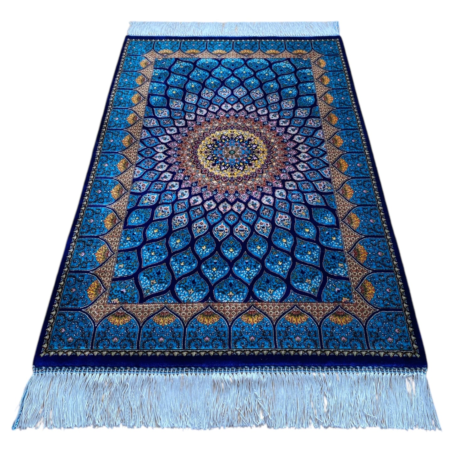 2'x3' Turquoise Blue Modal Silk Rug - Kilim Art Gallery