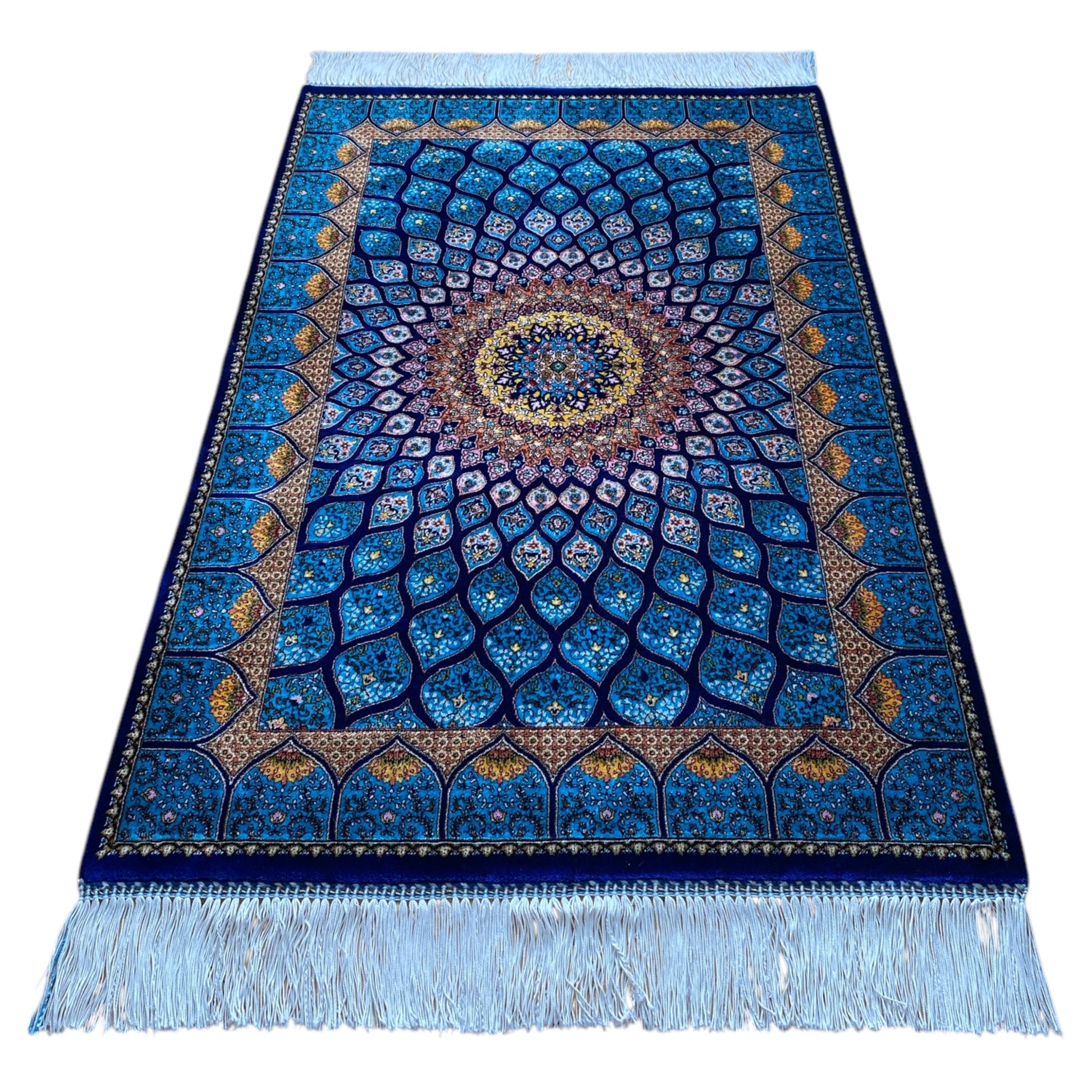 2'x3' Turquoise Blue Modal Silk Rug - Kilim Art Gallery