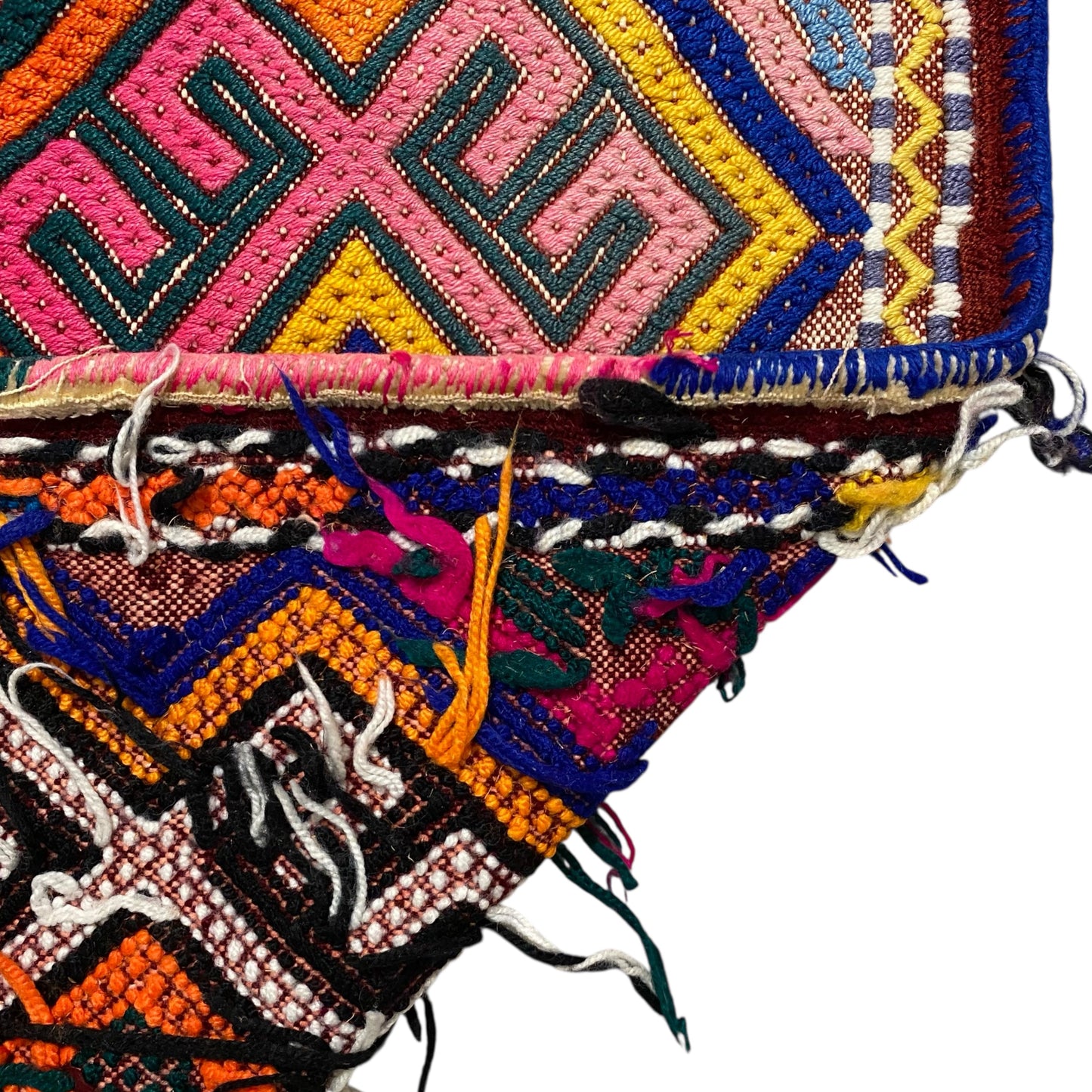 3' Ft Pink Yellow Boho Hand Embroidered Cicim Kilim Rug Wall Hanging - Kilim Art Gallery