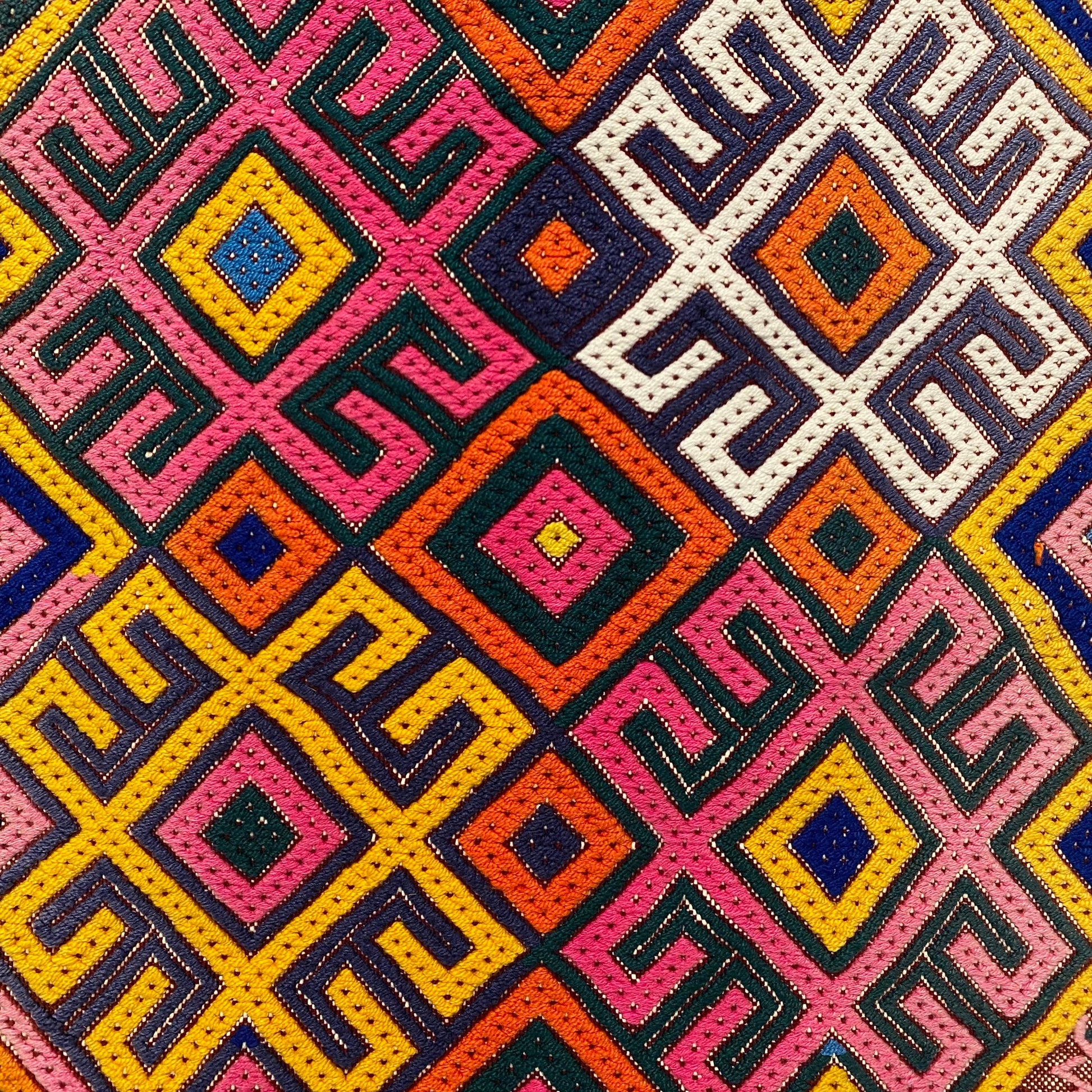 3' Ft Pink Yellow Boho Hand Embroidered Cicim Kilim Rug Wall Hanging - Kilim Art Gallery