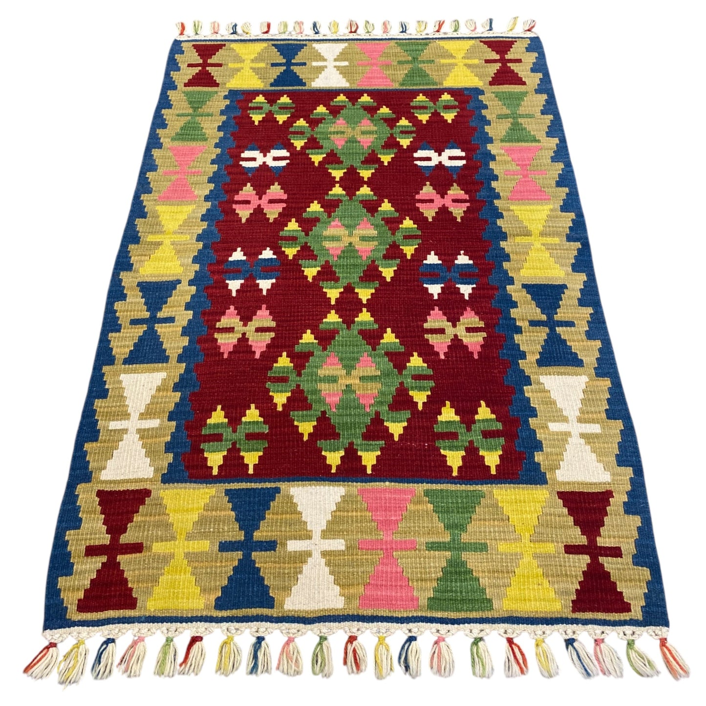 3'x4' Colorful Bohemian Turkish Avsar Kilim Rug - Kilim Art Gallery
