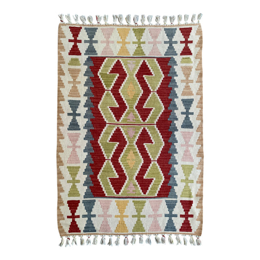 Ram's Horn Design Turkish Kayseri Kilim Rug