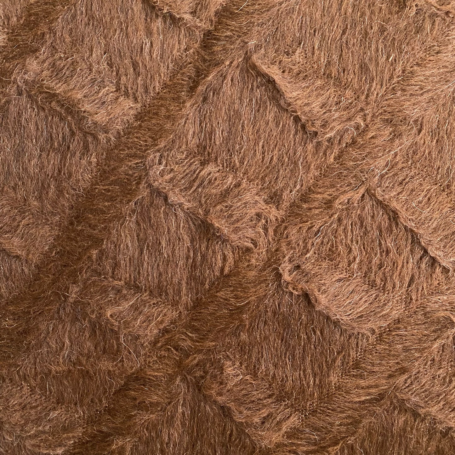 Brown Simple Plain Angora Mohair Turkish Siirt Blanket Kilim Rug