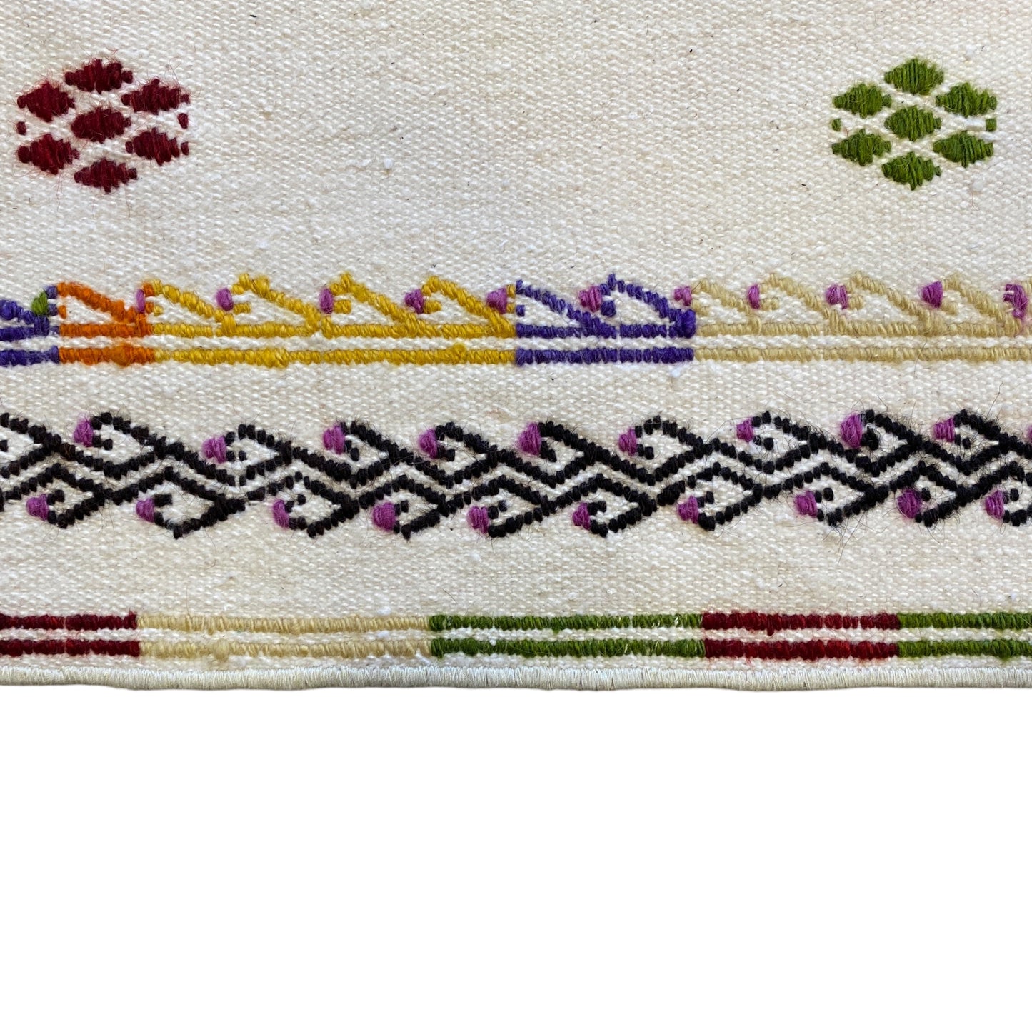 White Color Nomadic Cicim/Jijim Kilim Sofra/Sofraeh Rug