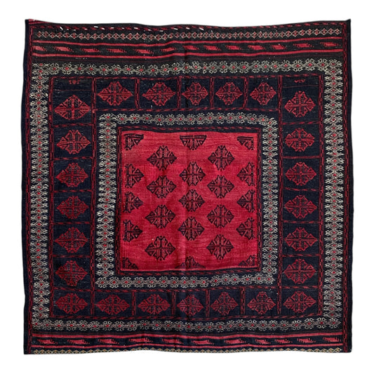 Red Black Square Kilim Rug