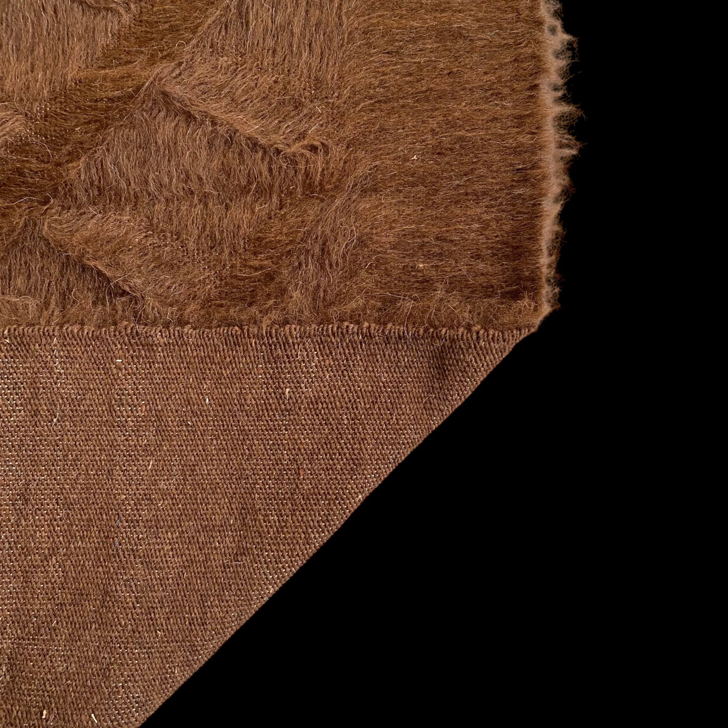 Brown Simple Plain Angora Mohair Turkish Siirt Blanket Kilim Rug