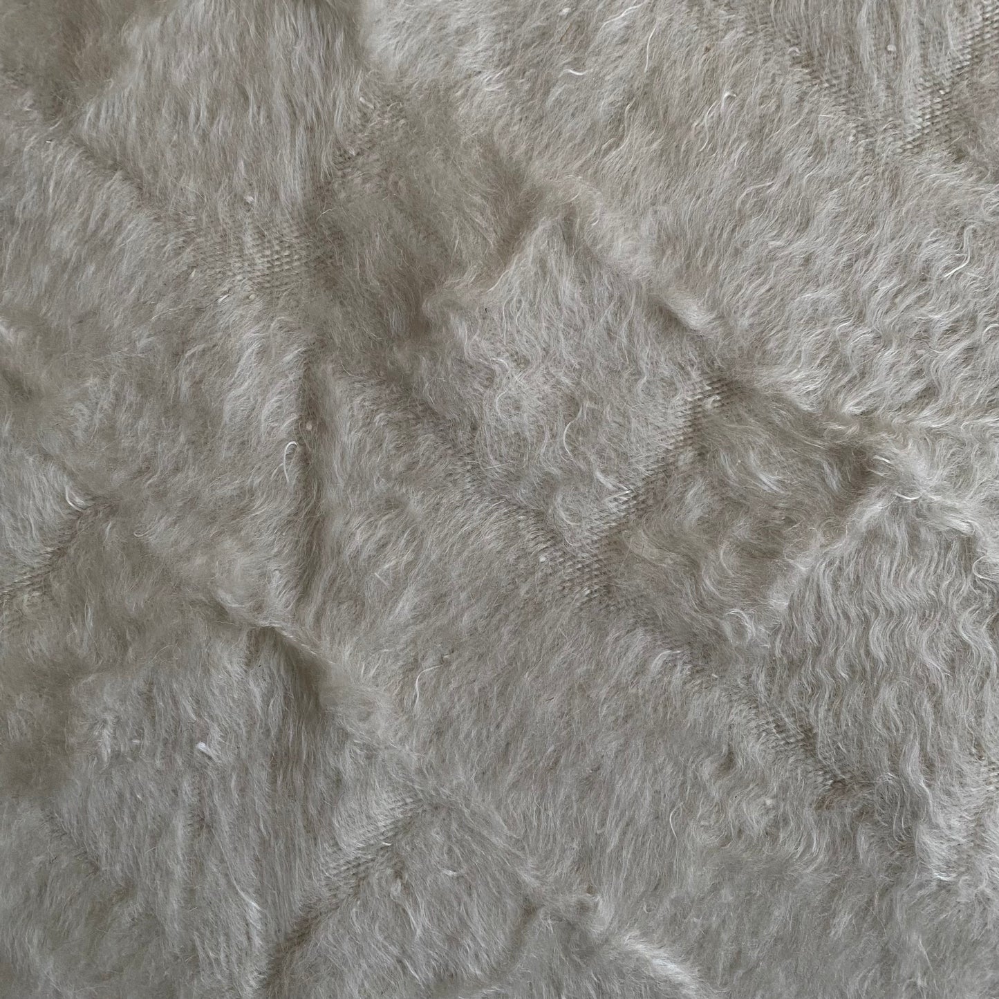 Simple Plain White Angora Mohair Turkish Siirt Blanket Kilim Rug