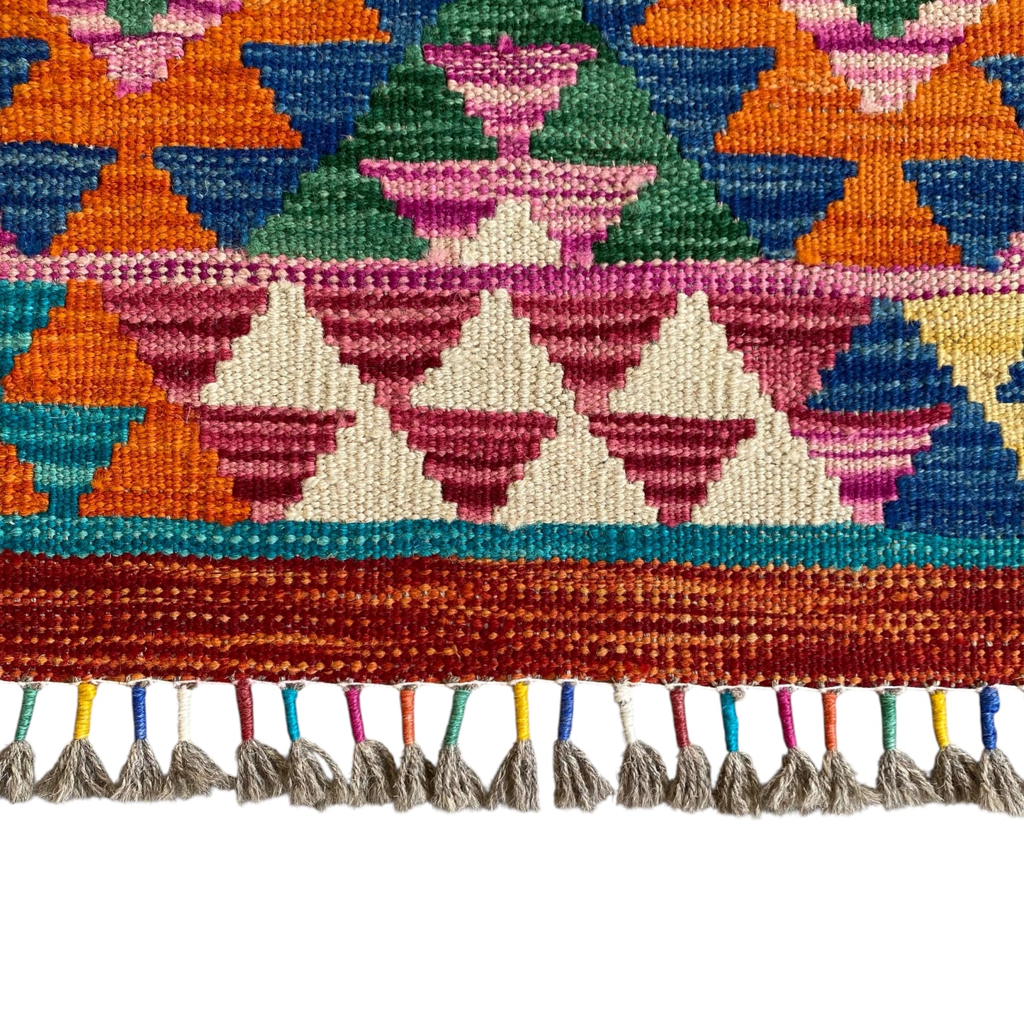 Orange Color Geometric Aztec Eye Dazzler Boho Kilim Rug