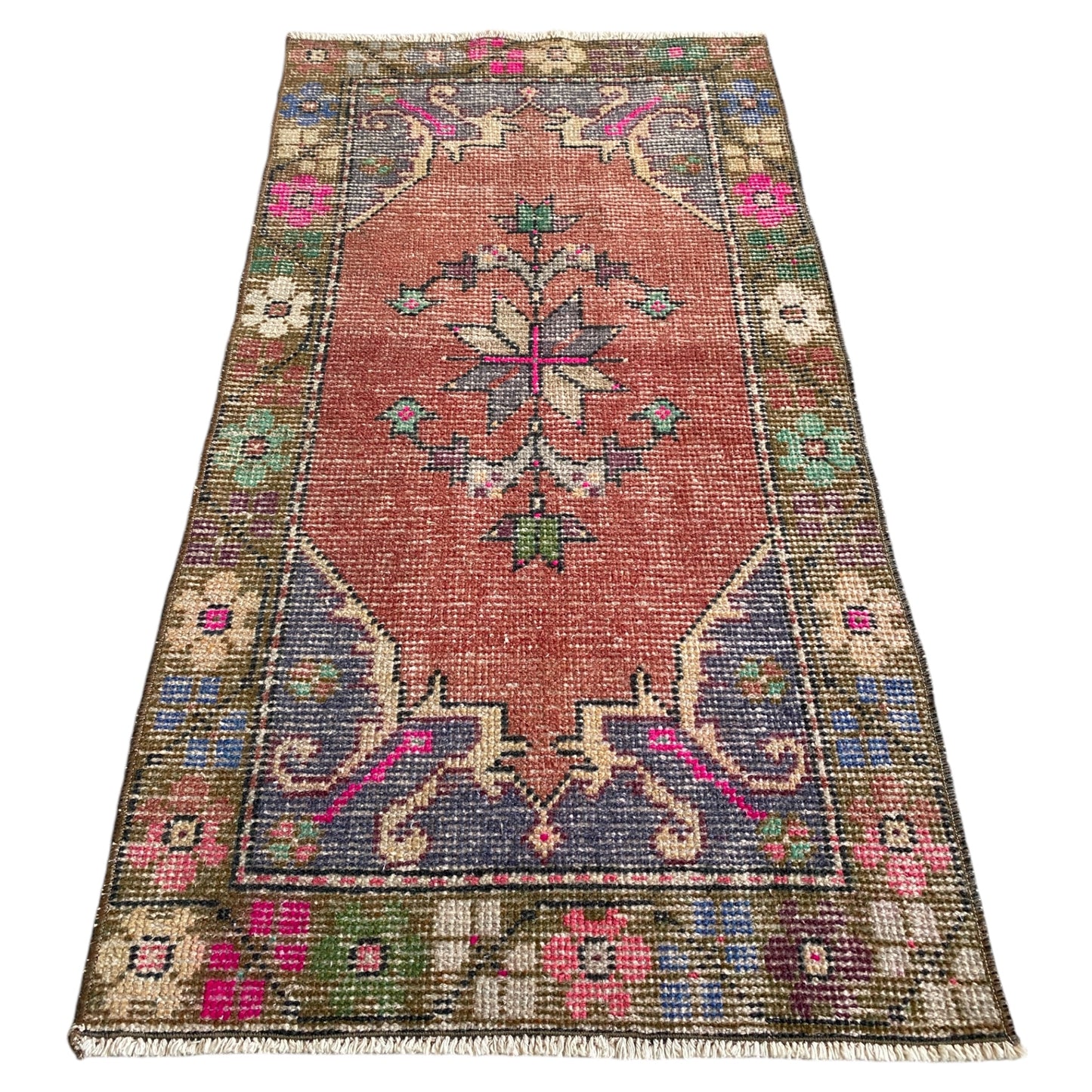 Vintage Boho Turkish Oushak Rug