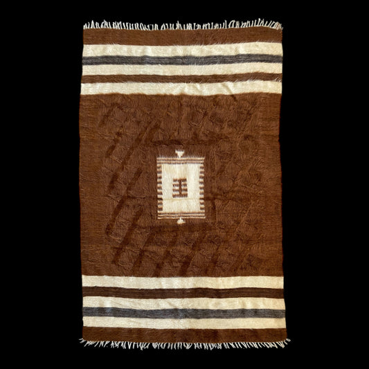 Brown Angora Mohair Siirt Blanket Kilim Rug