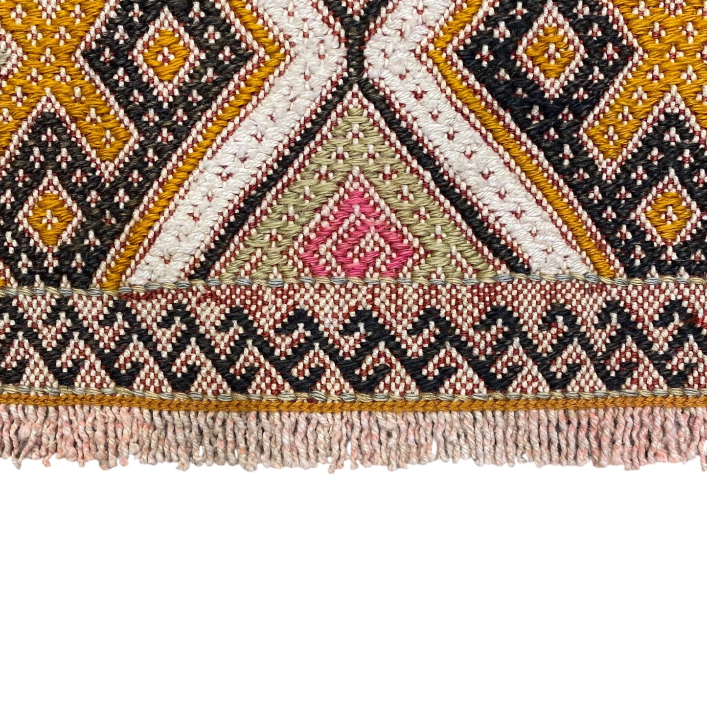 Small Bohemian Pink Cicim Kelim Rug