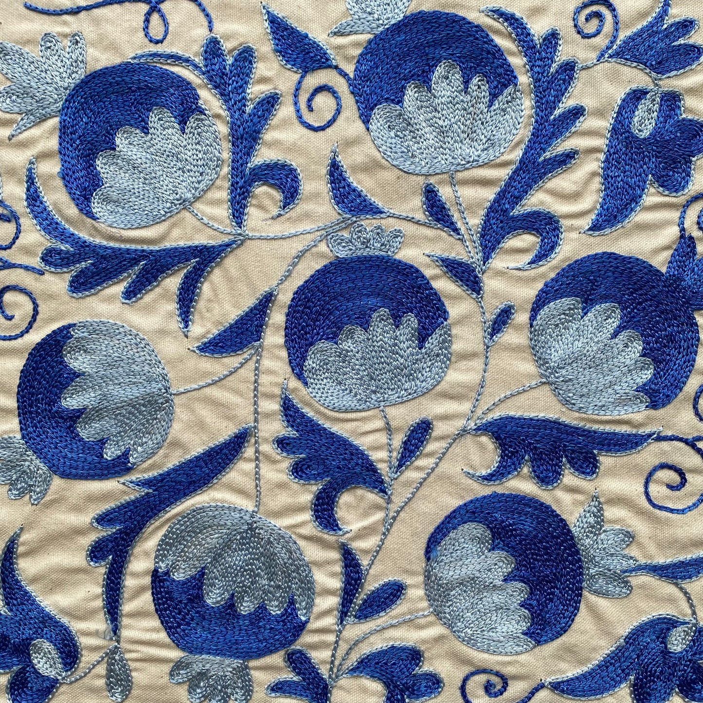 Shades of Blue Suzani Pillow Cover