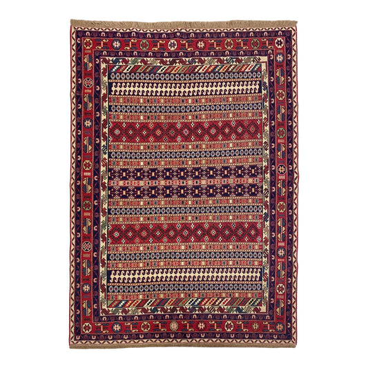 5'X6' Rah Rah Sumak / Soumak Rug - Kilim Art Gallery
