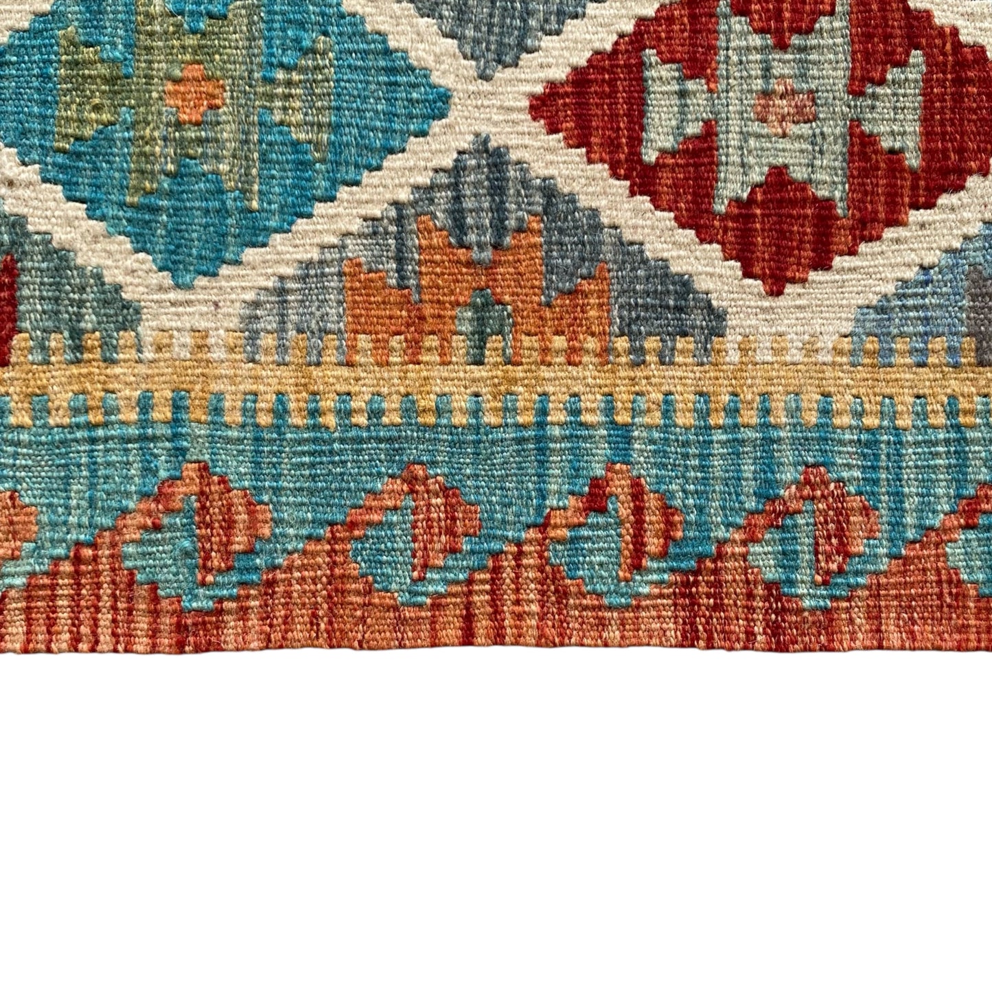 Geometric Design Hand Woven Wool Nomadic Tribal Kelim Rug