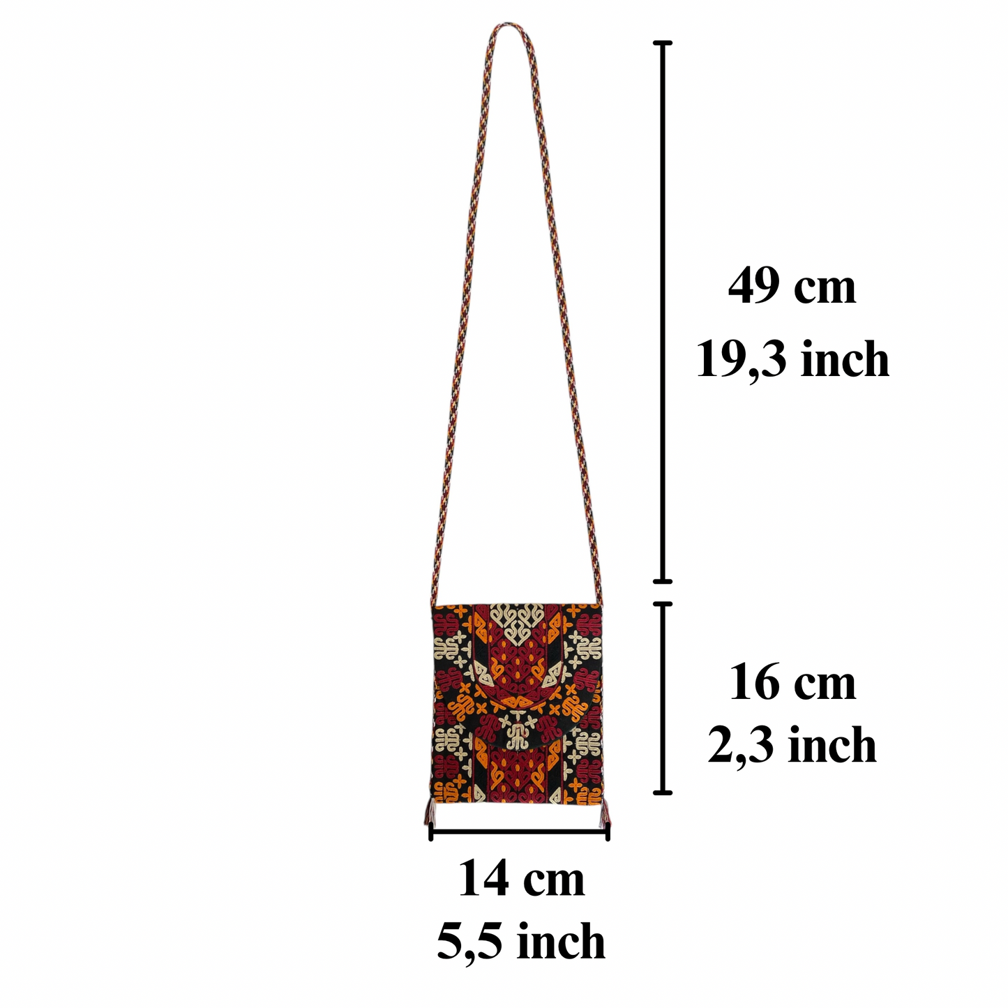 Yamut Turkmen Embroidered Textile Bag Pouch Purse