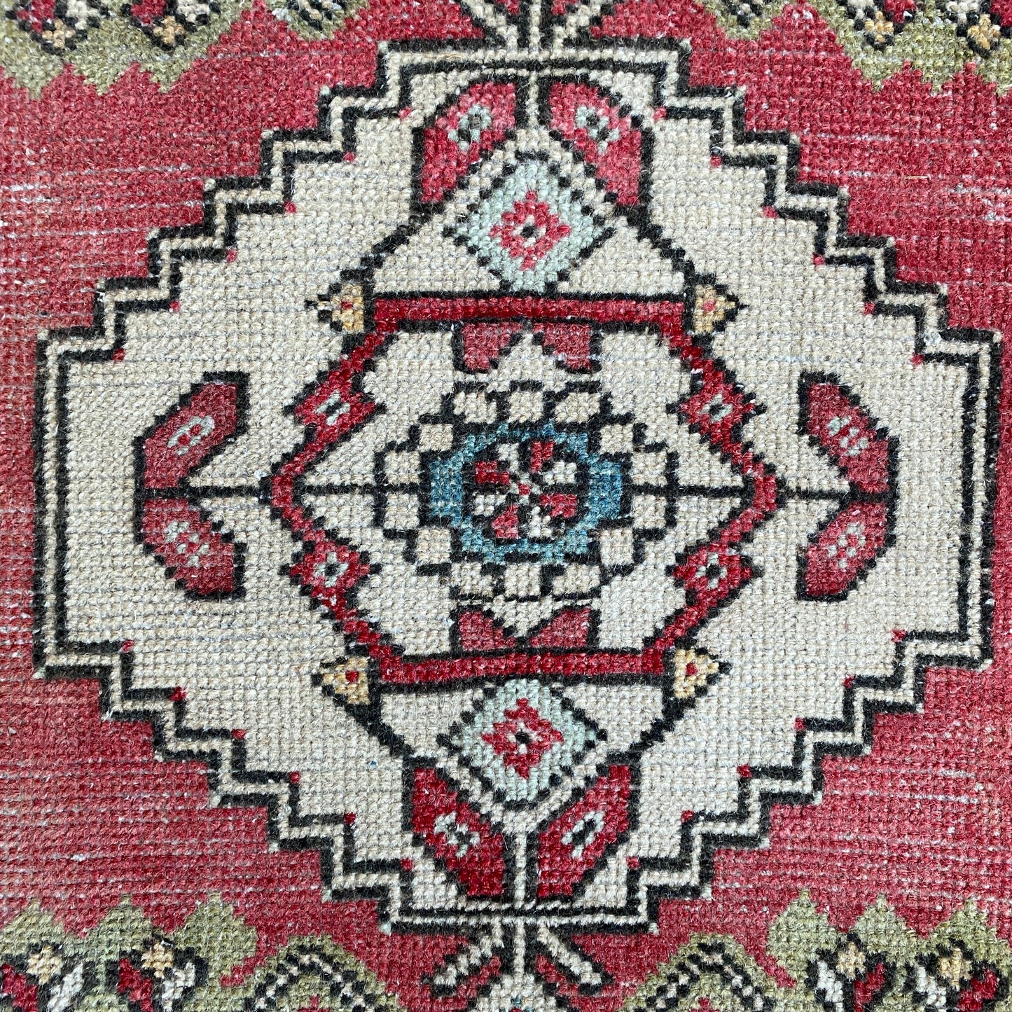 Vintage Turkish Oushak Carpet Doormat