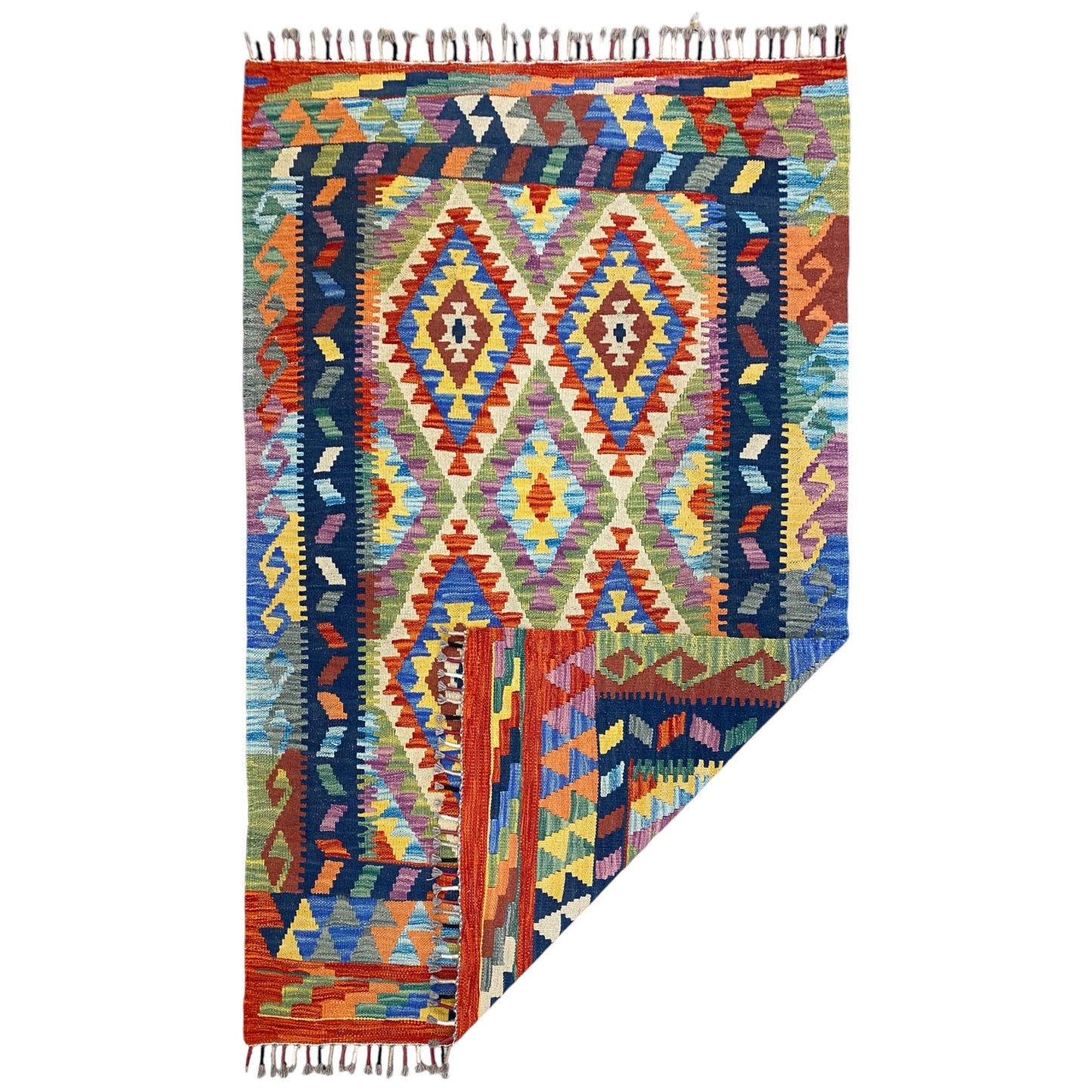 Colorful Geometric Tribal Kilim Rug