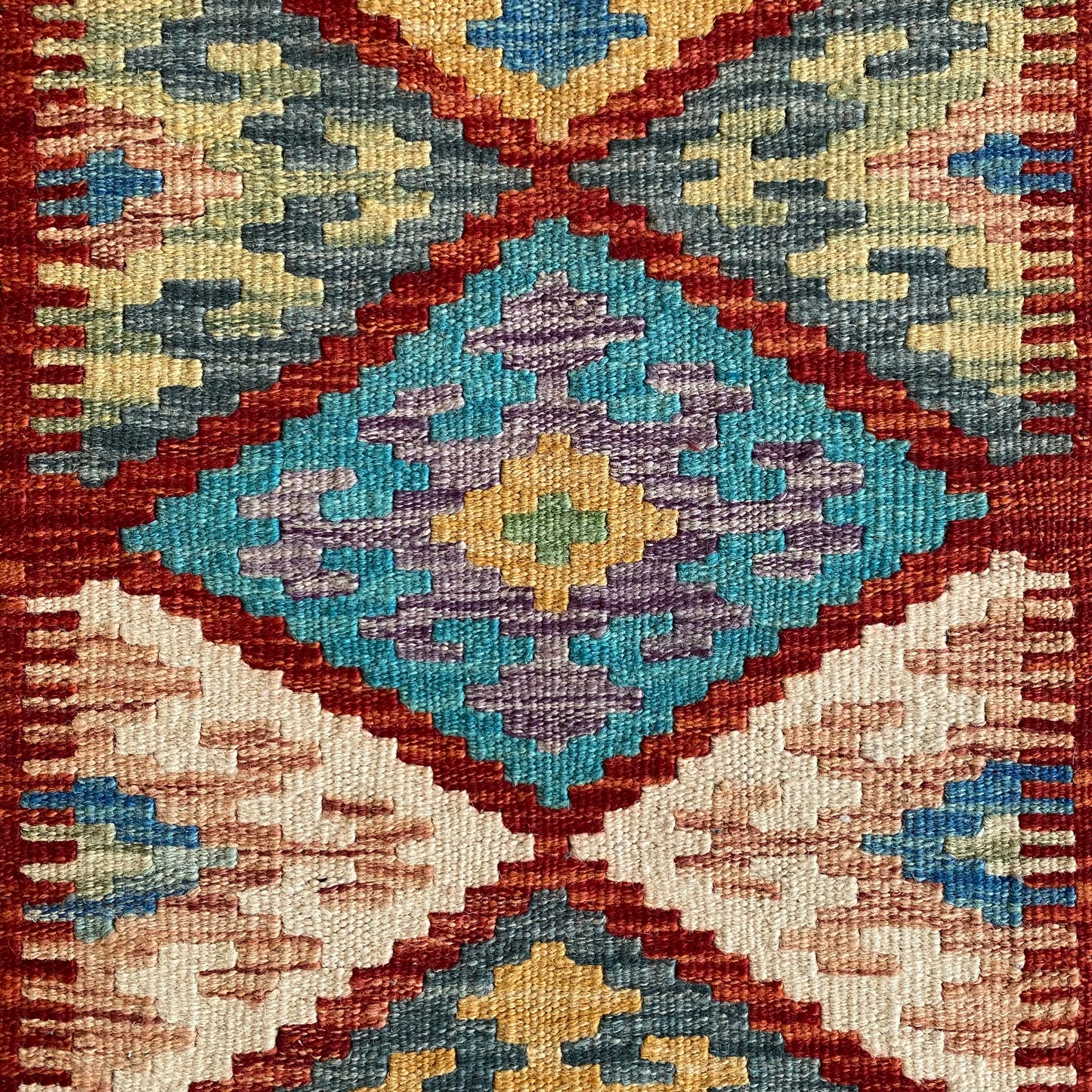 Small Qashqai / Caucasian Design Tribal Kilim Rug Doormat Bath Mat