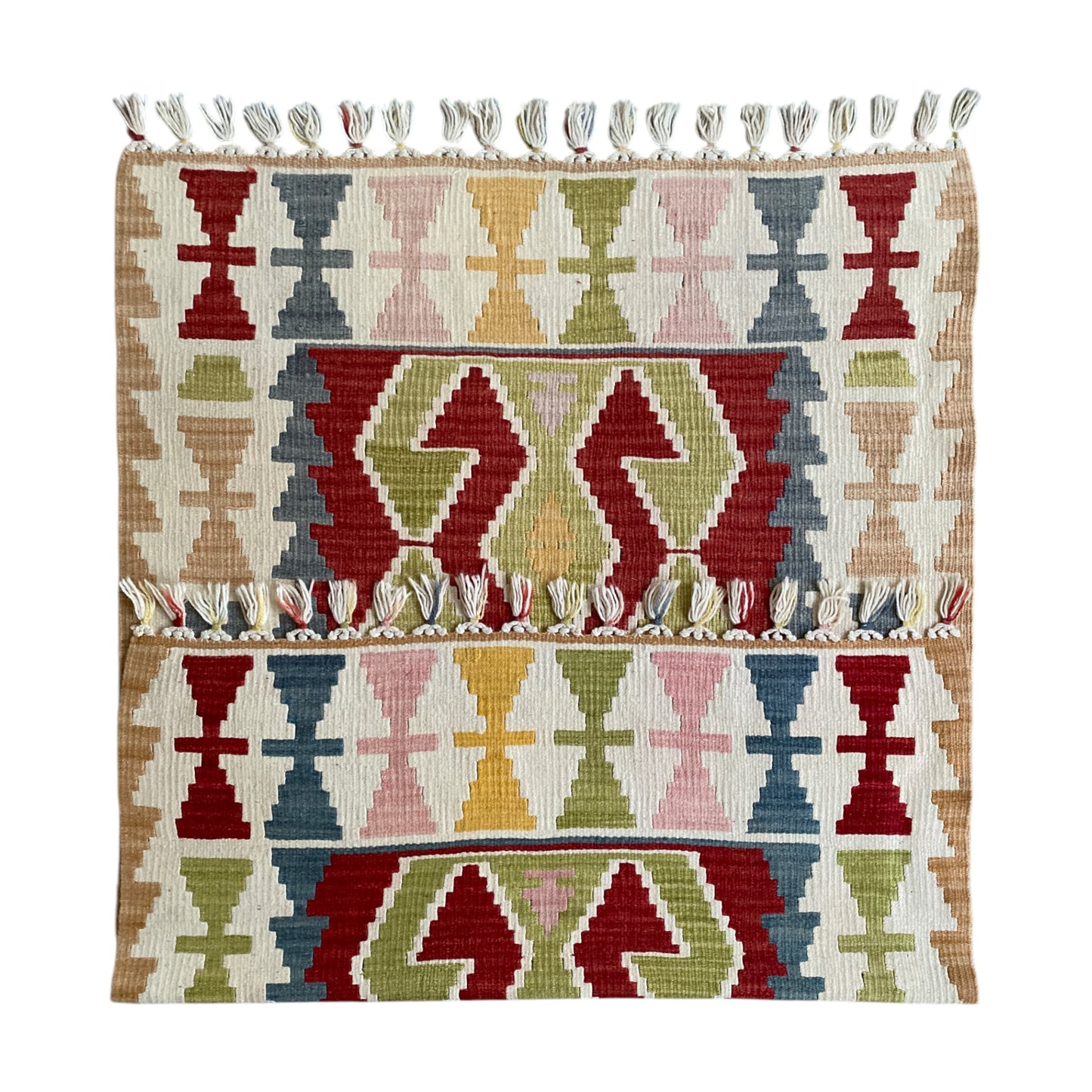 Ram's Horn Design Turkish Kayseri Kilim Rug