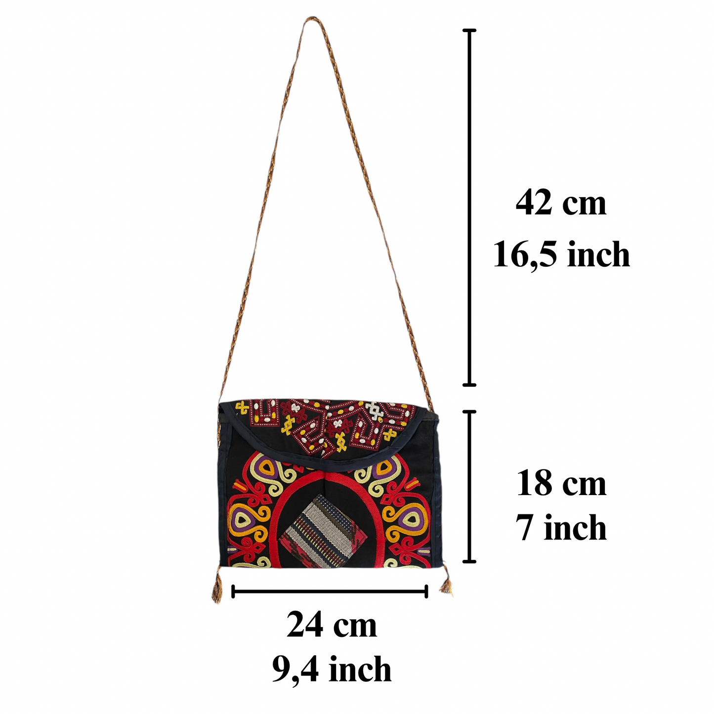 Turkmen Embroidered Boho Small Bag Case Pouch Purse