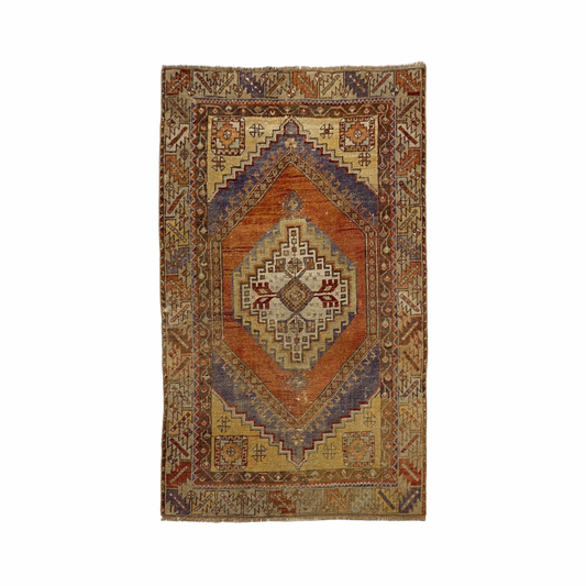 Terracotta Vintage Turkish Oushak Carpet Rug