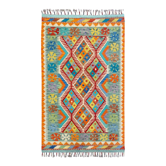 Alfombra Kilim tribal de color azul turquesa de la mejor calidad