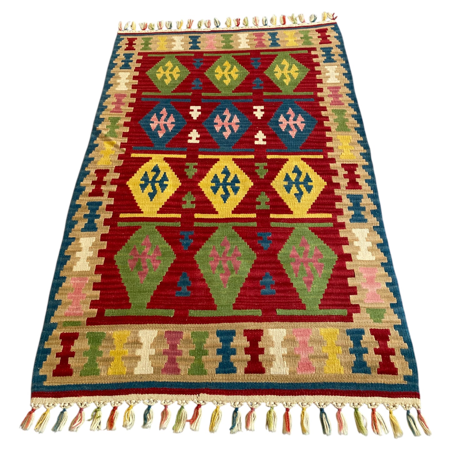 Vintage Turkish Kayseri Wool Kilim Rug