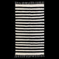 Alfombra Kilim estilo nórdico escandinavo con rayas blancas y negras de estilo turco