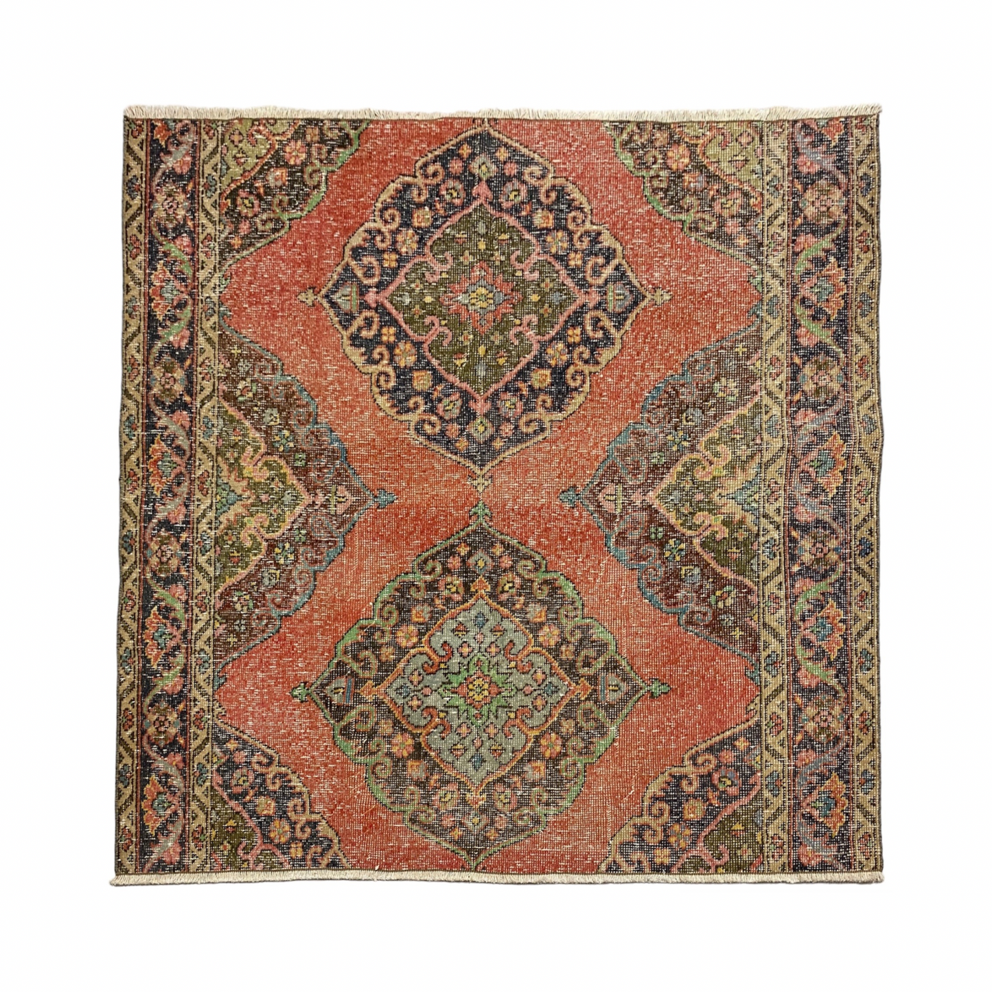 Square Shape Vintage Turkish Oushak Rug