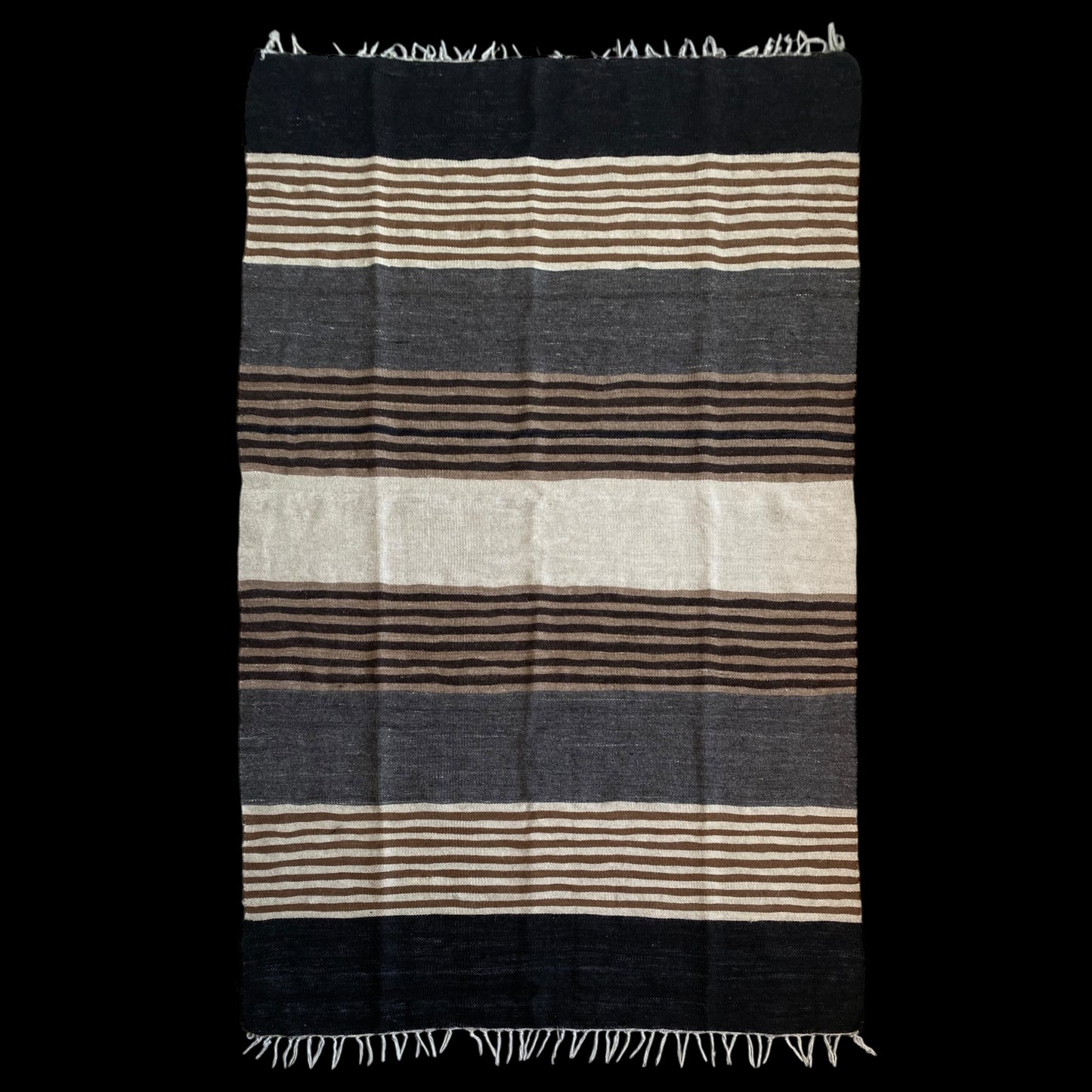 Vintage Striped Design Angora Mohair Siirt Blanket Kilim Rug