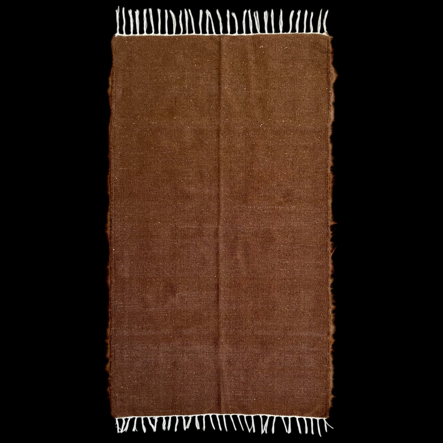 Brown Simple Plain Angora Mohair Turkish Siirt Blanket Kilim Rug