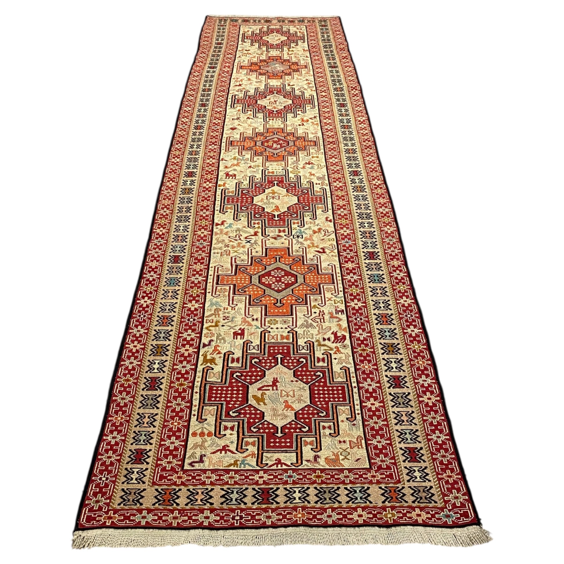 9' Ft Silk Soumak Runner Rug - Kilim Art Gallery