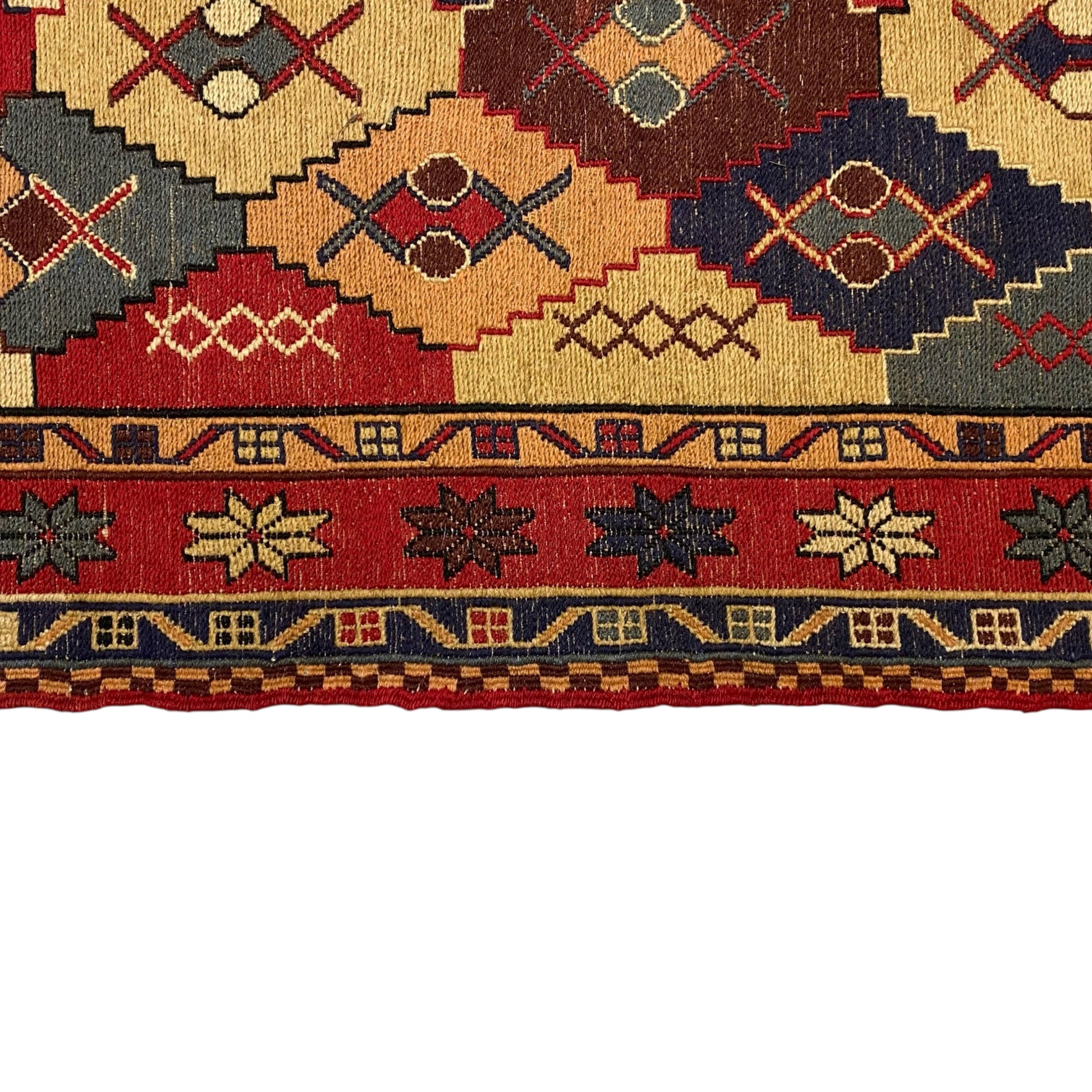 9' Ft Soumak Runner Rug with Geometric Design - Kilim Art Gallery